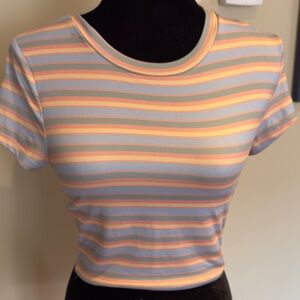 Aeropostale Pastel Striped Short Sleeve cropped Tee